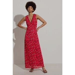NWT Faithfull The Brand San Luis Floral Maxi Dress Pink & Red Sz 8